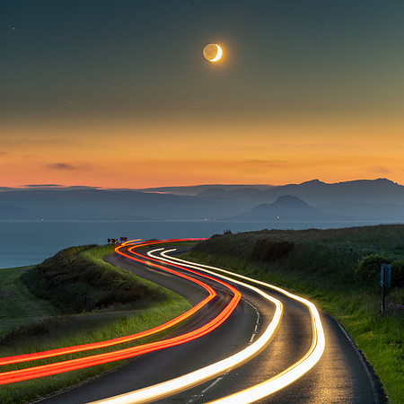 crescent moon and the Electric Brae.