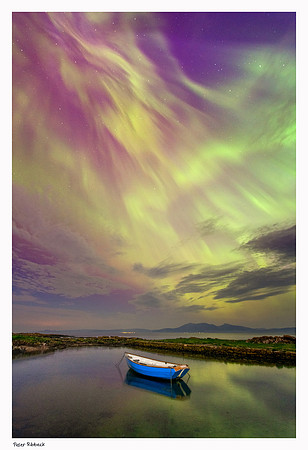 Northern Lights over The Isle of Arran from Portencross.