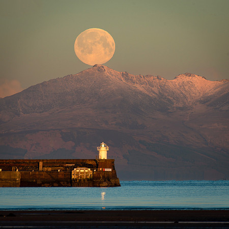 Moon over Troon and Goatfell square