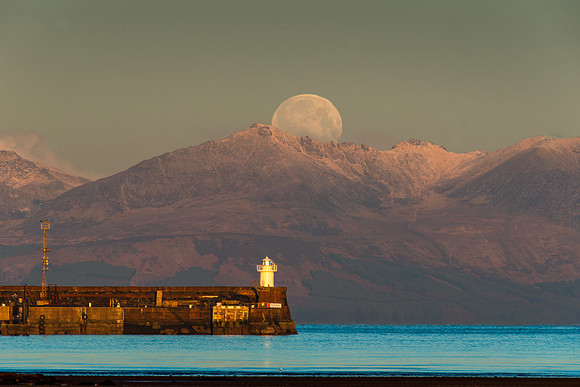 Moon over Troon and Goatfell