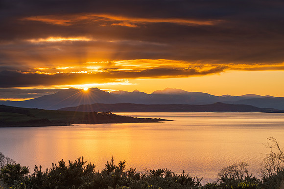 Sun over Goat Fell from Largs