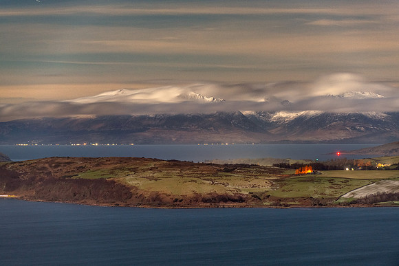 The Peaks of Arran under moonlight
