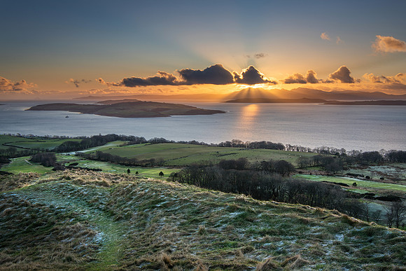 Rays over Arran from Knoch Hill, Largs.