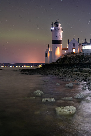 Northern Lights at the Cloch lighthouse portrait