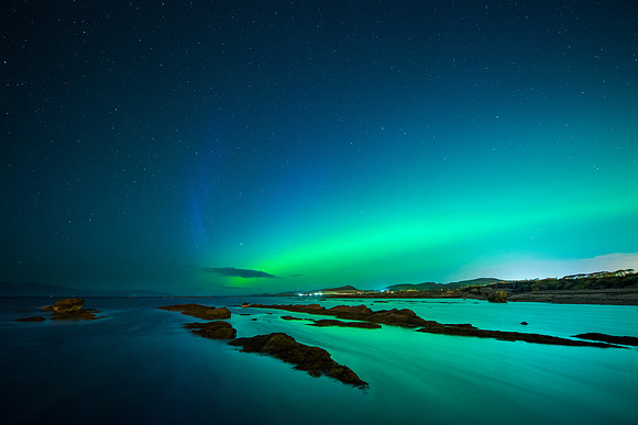The northern lights at Seamill beach.