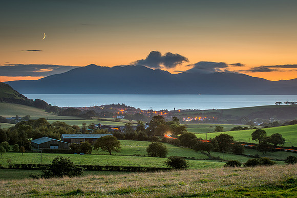 Moon over Arran and West Kilbride