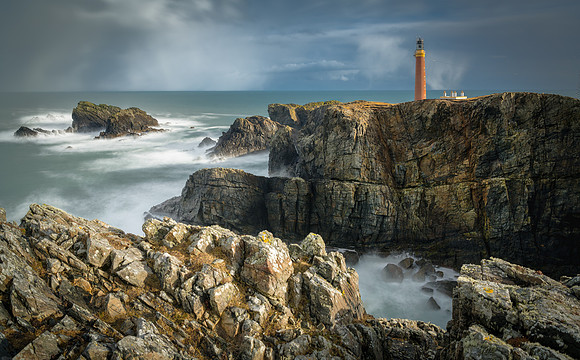 Snow clouds over The Butt of Lewis lighthouse