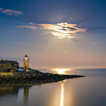 Moon over Portpatrick harbour