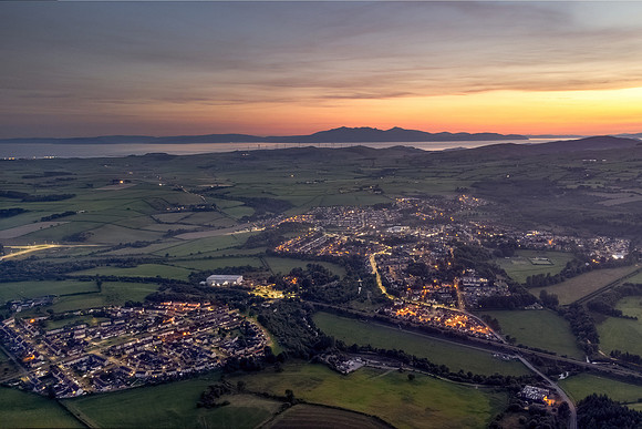 Dalry and Arran at dusk.