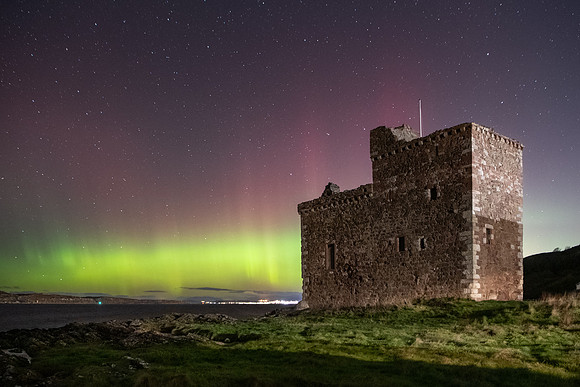 Aurora over Portencross Castle.