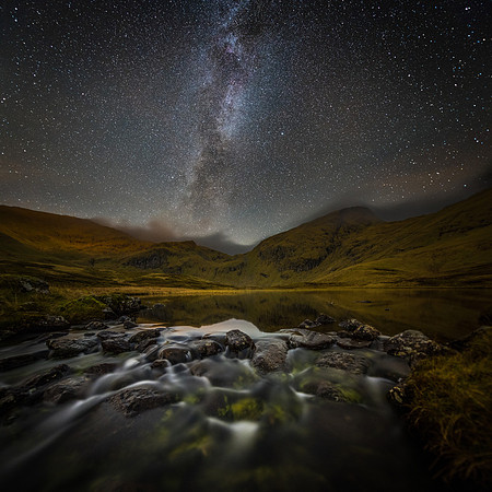 Milky Way over An Stuc, Ben Lawers and Lochan Nan Cat,