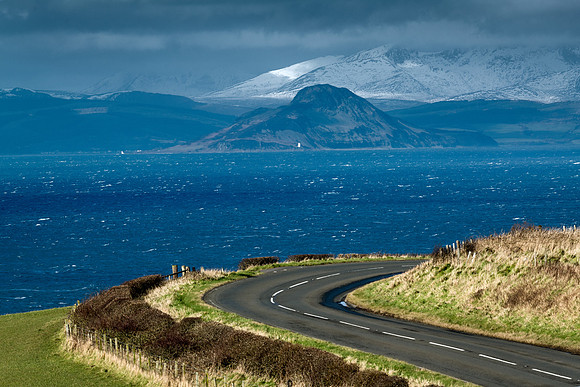 The Electric Brae looking to Holy Isle.