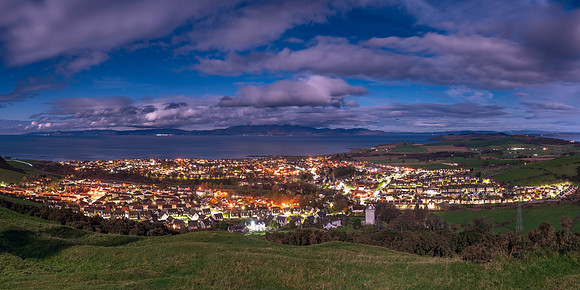 West Kilbride and Arran under a full moon
