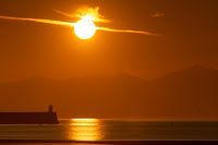 Sunset over Arran from Troon Harbour