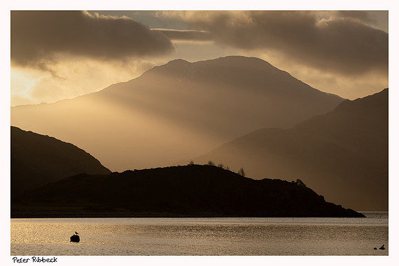 Rays over Luinne Bheinn from Arnisdale
